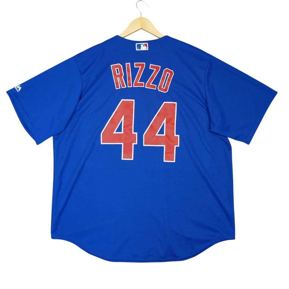 Chicago Cubs Rizzo Baseball Jersey Majestic Mens XL Blue #44 Cool Base MLB